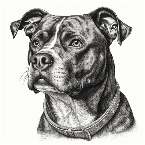 Premium Photo | Staffordshire terrier engraving style closeup portrait