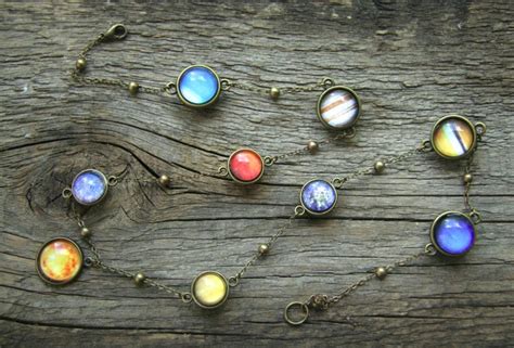 Planet Necklace Necklace With Planets Solar System Necklace Etsy