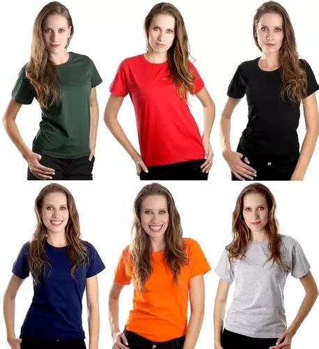 Kit 3 Camisetas Baby Look Feminina Algodão Lisa Blusinha MercadoLivre