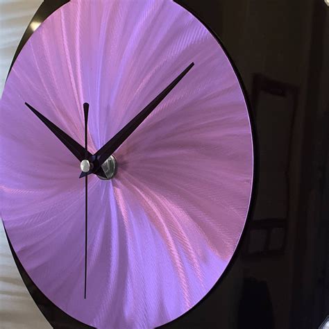 Unique Purple Wall Clock Large Modern Silver Decor Abstract | Etsy