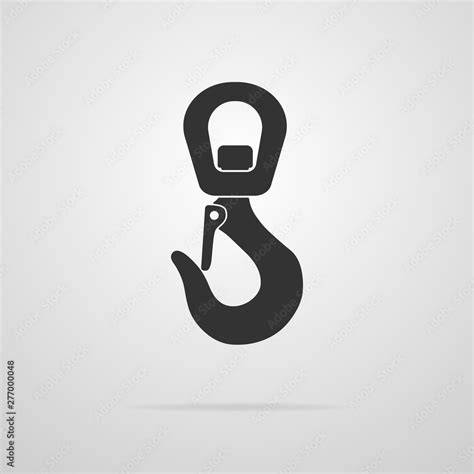 Black Industrial Hook Icon On White Background Crane Hook Icon Vector