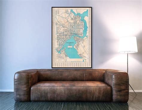 Vintage Map of Jacksonville Historic Jacksonville Map Large | Etsy