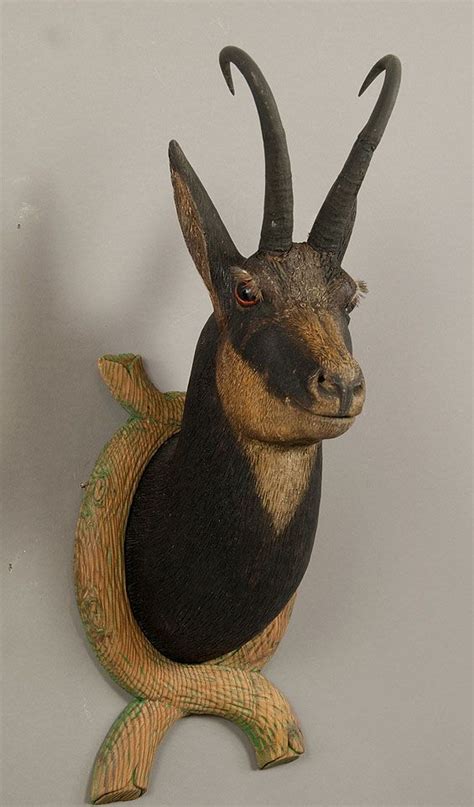 Antique Black Forest Carved Wood Chamois Head Antiques Black Forest