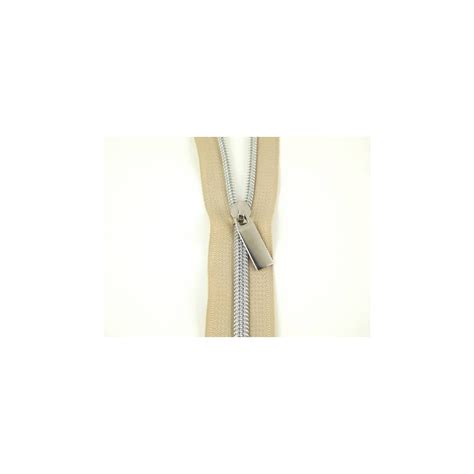 Beige Nylon Nickel Coil Zippers Yards With Pulls