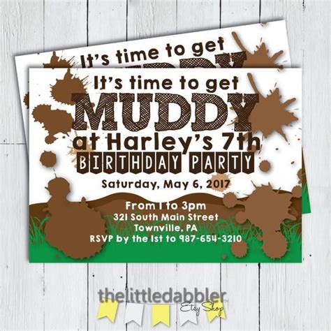 Printable Mud Birthday Party Invitation Its Time To Etsy In 2020