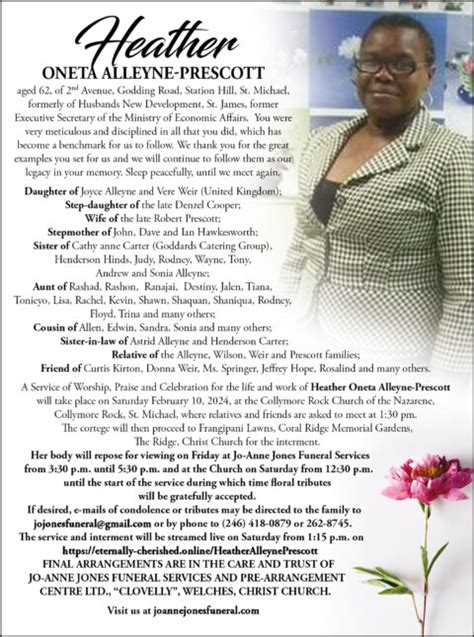 Heather Alleyne Prescod Jo Anne Jones Funeral Services