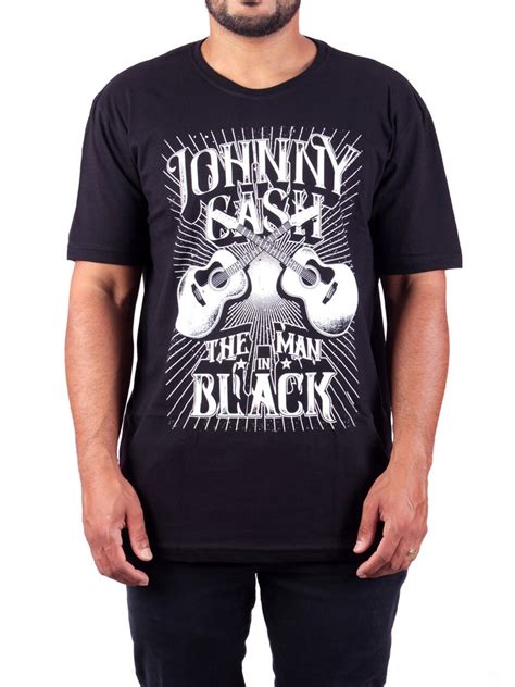 Camiseta Johnny Cash The Man In Black Preta Art Rock Camisetas