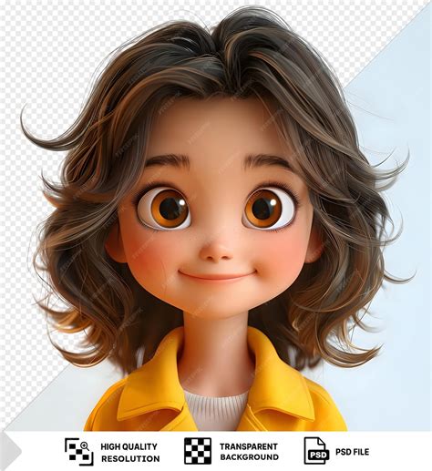 Premium Psd Psd 3d Cartoon Girl Smiling Portrait Png Clipart