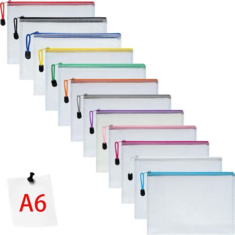 Vicloon Plastic Wallets 12pcs A6 Zip Lock Bags Mesh Document Wallet