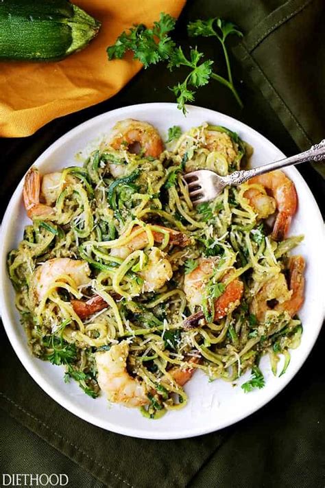 Easy Pesto Zucchini Noodles And Shrimp Recipe How To Make Zoodles