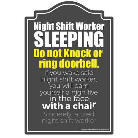 Night Shift Worker Sleeping Novelty Sign Indooroutdoor Etsy