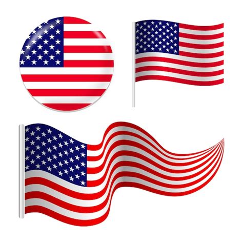 Premium Vector American Flag Set