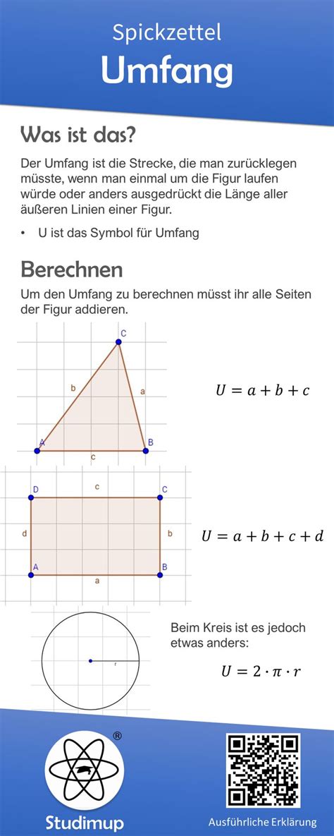 Umfang Mathe Spickzettel Spickzettel Nachhilfe Mathe Mathe