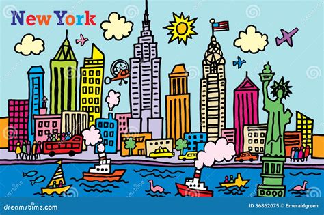 New York stock vector. Illustration of america, landmarks - 36862075