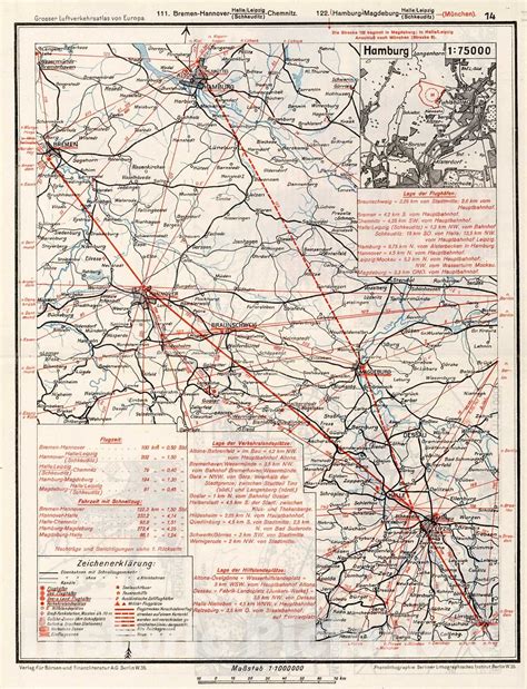 Historic Map : (Northern Germany Airline Routes)., 1928, Vintage Wall