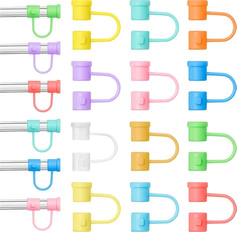 Skylety 48 Pcs Silicone Straw Covers Cap Drinking Straw