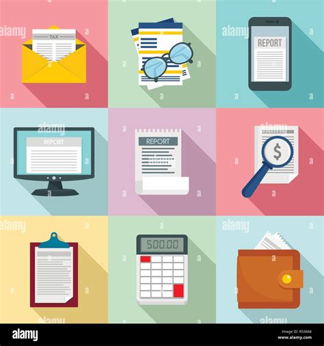 Expense Report Icon Set Flat Set Of Expense Report Vector Icons For