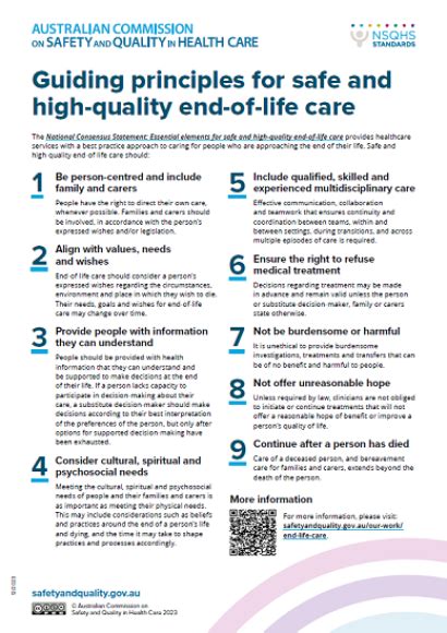 Guiding Principles For Safe And High Quality End Of Life Care