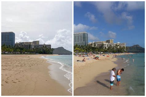 VIDEO: Before and after footage shows a once nearly empty Waikiki Beach ...