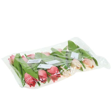 Floristik Fr Tulipe Mix Fleurs Artificielles Abricot Rose Cm Pcs