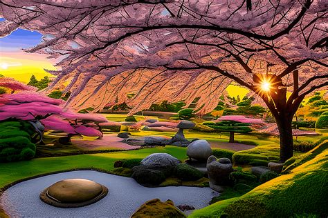 A Japanese Garden with Sakura Trees Graphic by eifelArt Studio ...