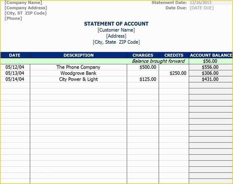 Free Bank Statement Template Excel Of Statement Of Account Template ...