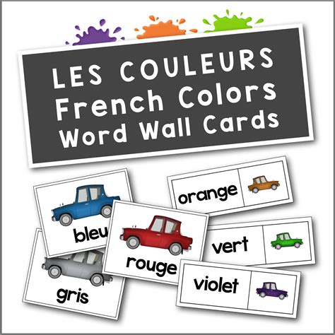 Les Couleurs French Colors Flash Cards And Word Wall Cards Word Wall