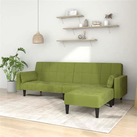 Atyhao Canap Lit Places Oreillers Repose Pied Vert Clair Velours