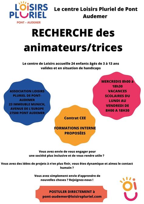 Devenez Animateur Animatrice Chez Loisirs Pluriel Pont Audemer