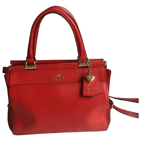 Leather Handbag Coach Red In Leather Leather Handbags