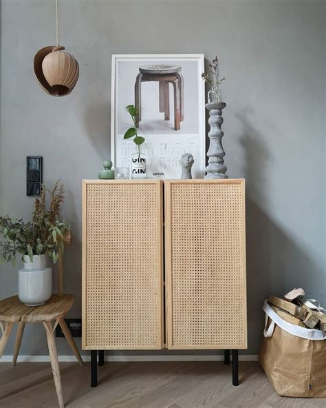 Ikea Ivar Cabinet Hacked With Cane Panels And Black Wooden Legs Ivar