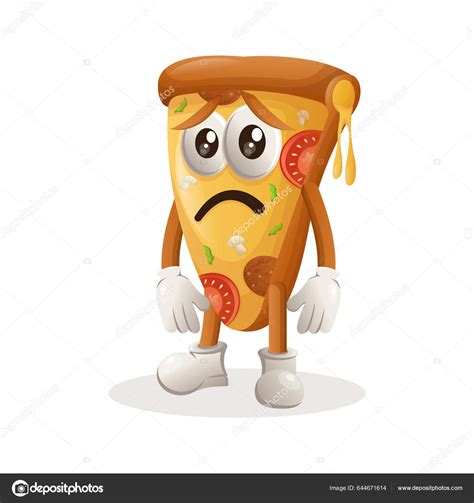 Cute Pizza Mascot Sad Expression Perfect Food Store Small Business