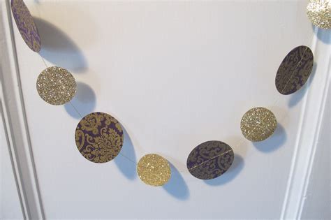 Gold Glitter and Purple Paper Garland: Wedding Garland - Etsy