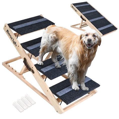 Dog Ramp Dog Stairs 2-in-1 Pet Ramp, Wooden Folding Pet Stairs, Dog Ramp for Bed, Couch and Car ...