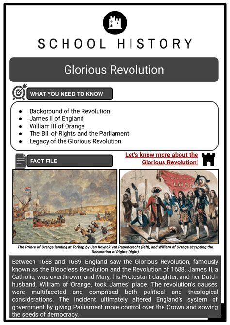 Glorious Revolution Background Events Legacy History Worksheets