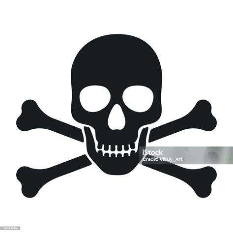 Human Skull And Crossbones Flat Style Vector Illustration Isolated On