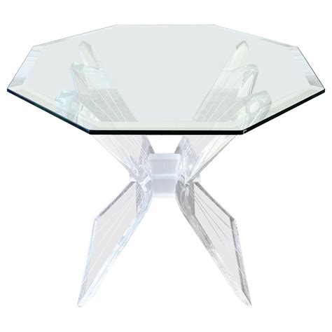 Lucite Side Table With Glass Top At 1stdibs