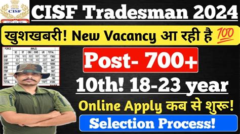 Good News CISF Tradesman New Vacancy 2024 Ll CISF Tradesman