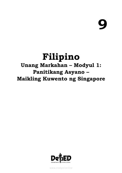 Modyul Sa Filipino Unang Markahan Answer Key