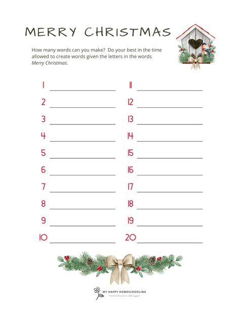 How Many Words Can You Make From Merry Christmas Printable