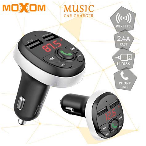 Moxom Mx Vc05 Wireless Bluetooth Music Transmitter Dual Usb Port Fast Charging Car Charger