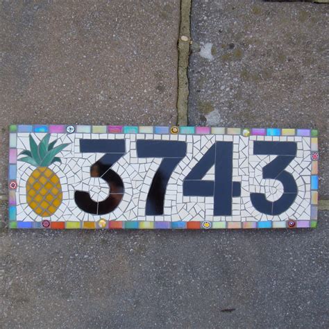 Custom Mosaic House Number Sign Plaque Street Address Yard Etsy