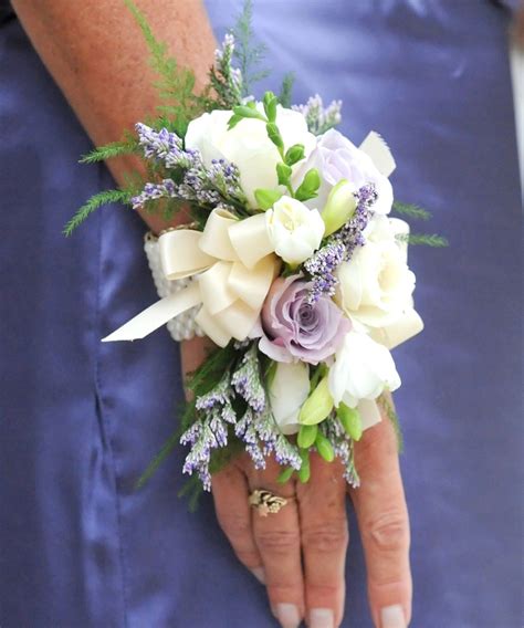 White And Lavender Rose Wrist Corsage In Prom Corsage And