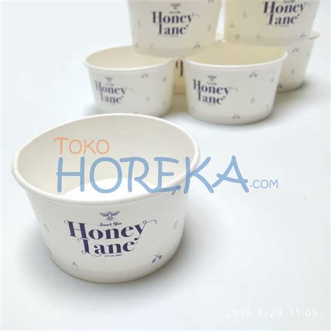 Paper Ice Cream Cup 5 Oz Logo Honey Lane Toko Horeka Cetak Logo