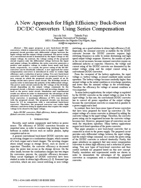 A New Approach For High Efficiency Buck-Boost DC-DC Converters Using Series Compensation | PDF ...