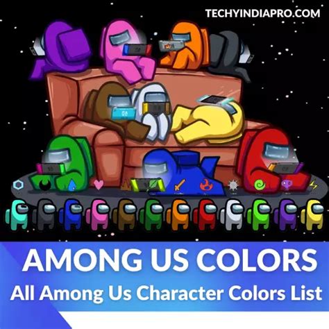 Among Us Colors All Among Us Character Colors List Latest Updated