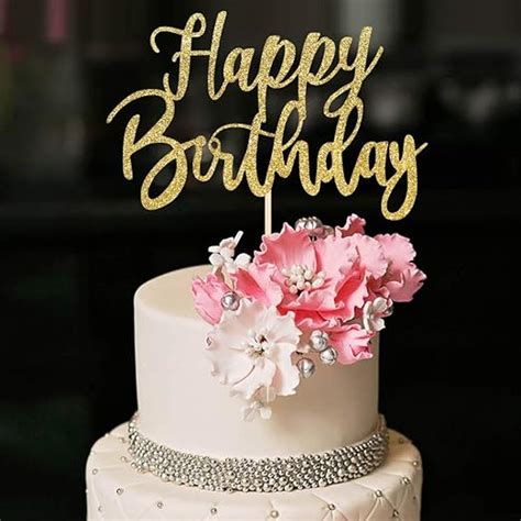 Amazon YUINYO Handmade Glitter Happy Birthday Cake Topper Happy