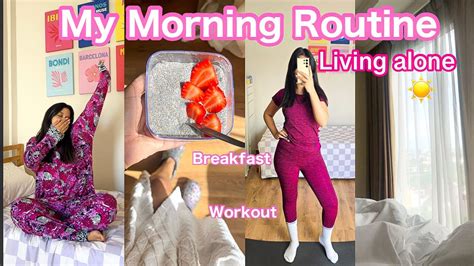 My Morning Routine Living Alone روتيني الصباحي 🩷☀️🏋️🍓 Youtube