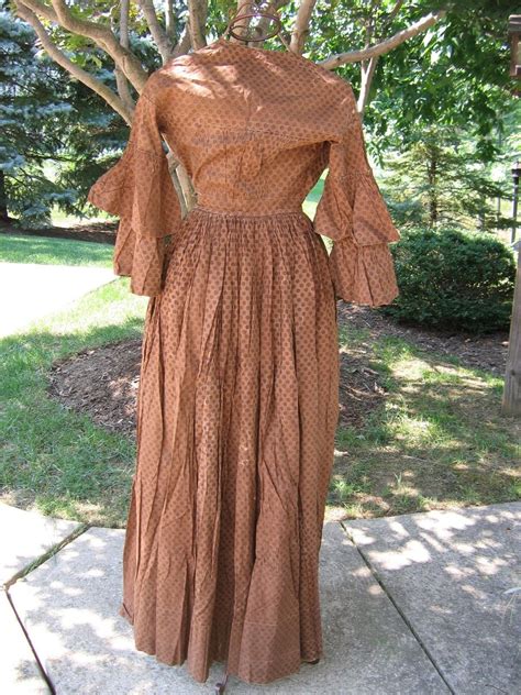 Civil War Pioneer Calico Cotton Prairie Dress 1800s True Vintage All