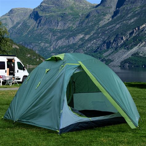 Camping Zelt Groß 3 Personen Zelt Kuppelzelt Grün Leicht Campingzelt